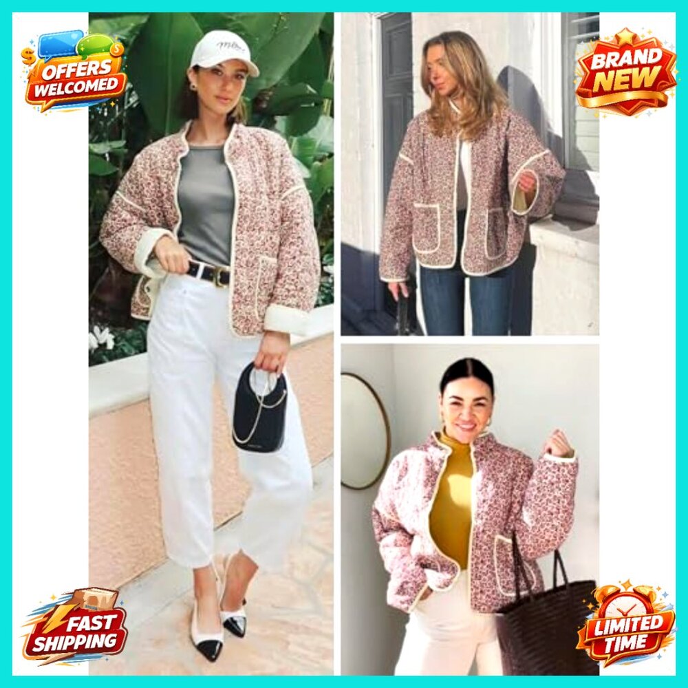 Cropped Quilted Jacket Open Front Lightweight Puf… - image 4